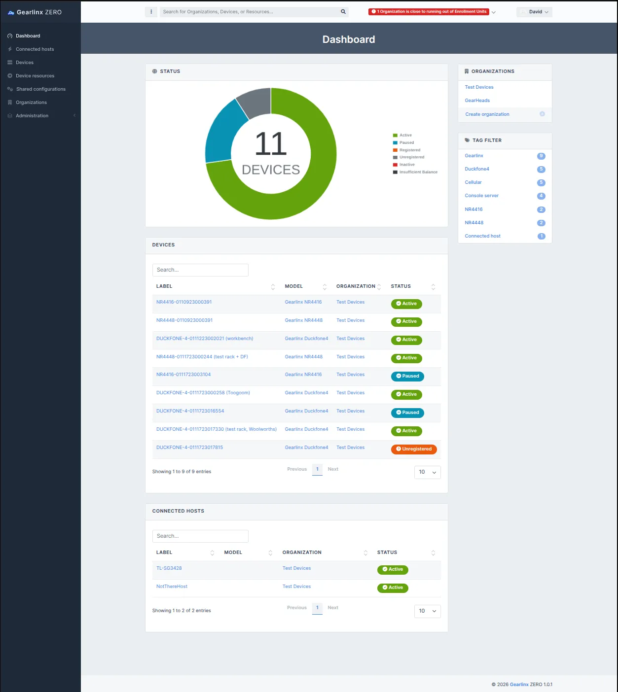 ZERO fleet dashboard view