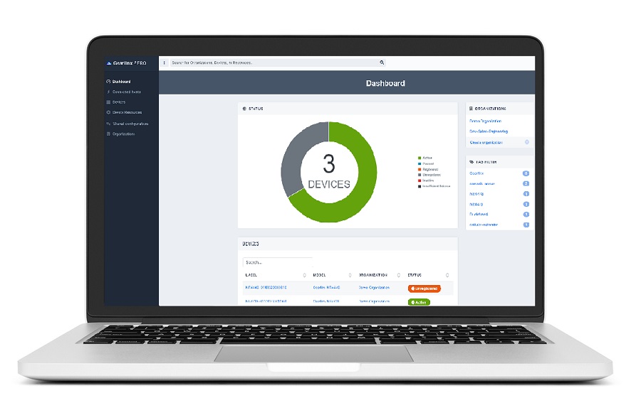 Gearlinx ZERO cloud dashboard on a laptop